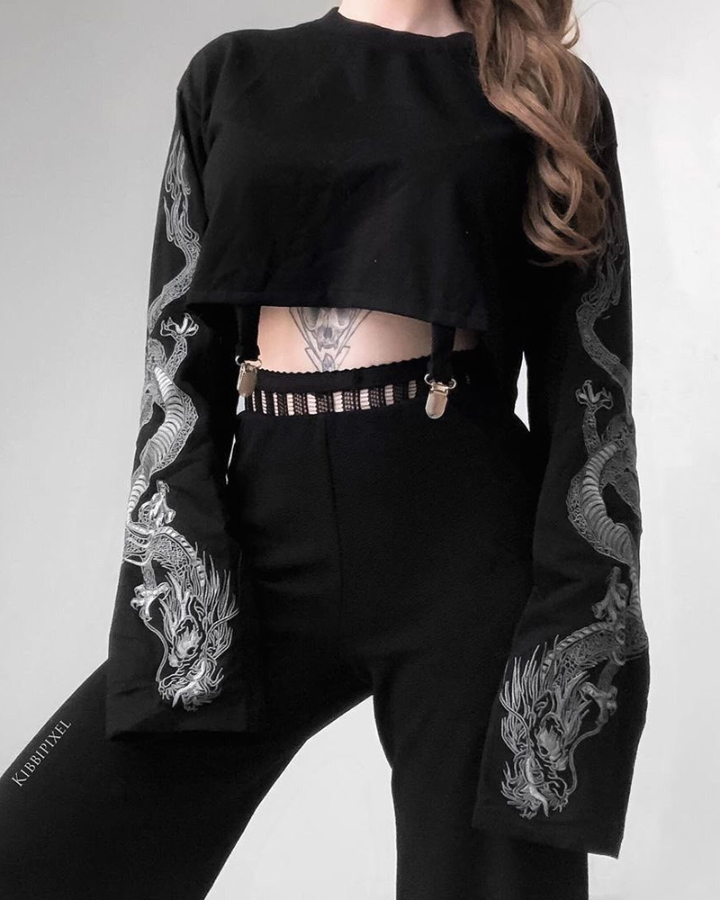 Dragon Long Sleeve Crop Top