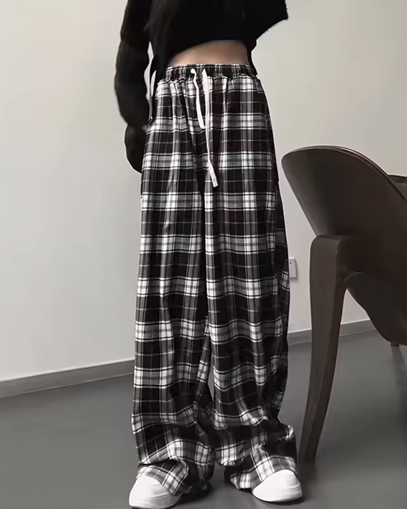 Black And White Plaid Pants