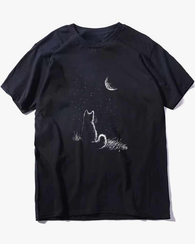 Cat And Moon T Shirt