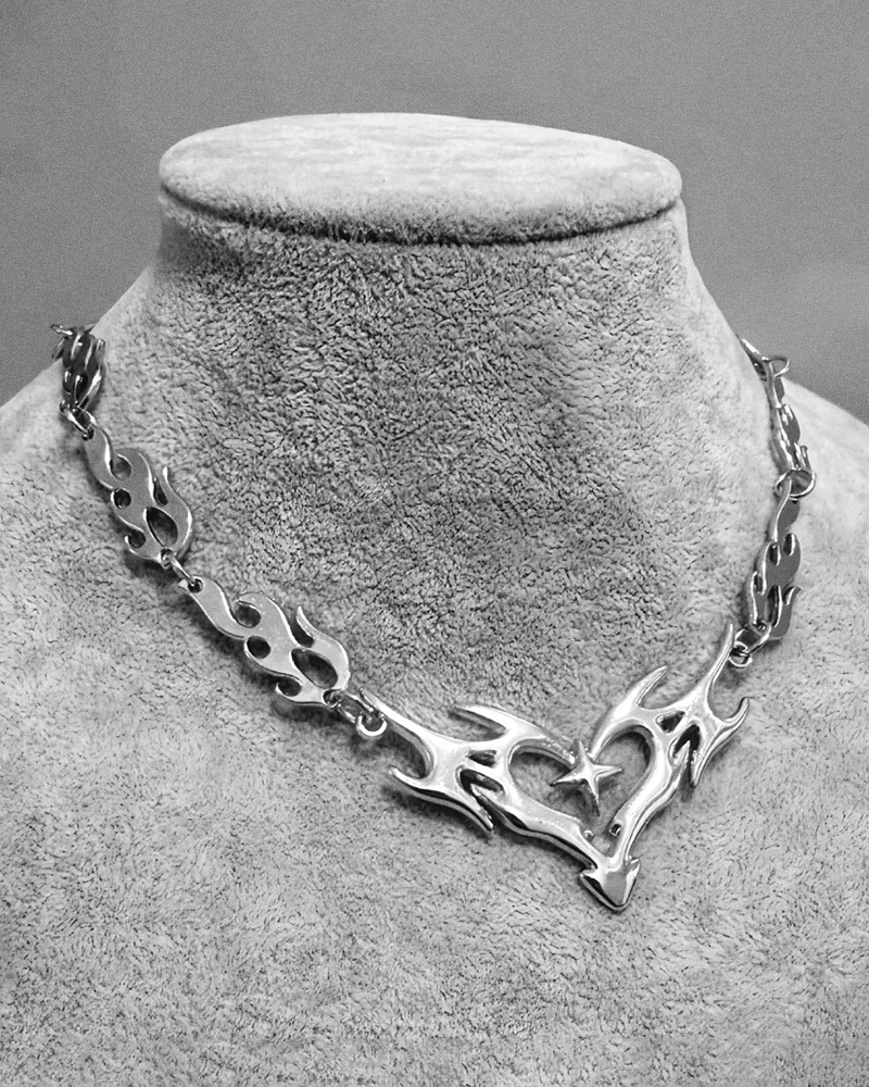 Y2K Flame Heart Necklace