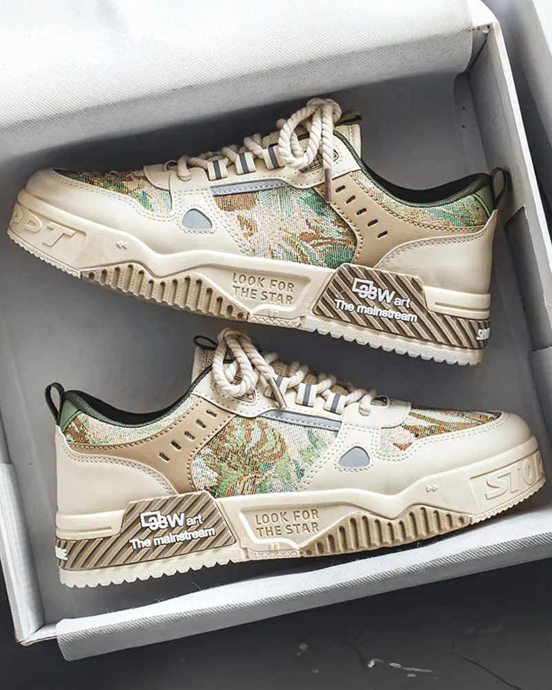 Beige And Green Sneakers