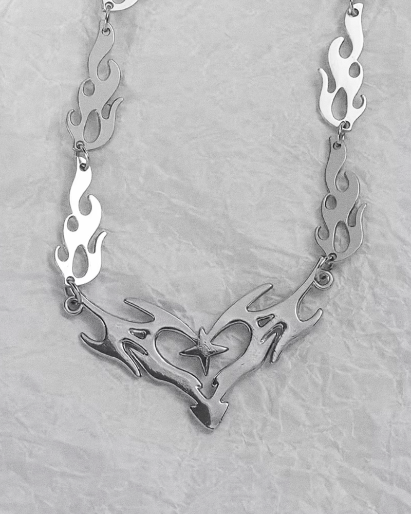 Y2K Flame Heart Necklace