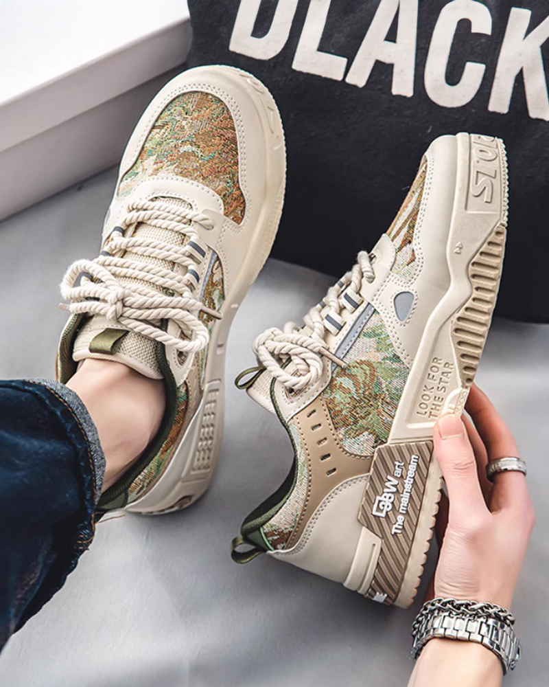 Beige And Green Sneakers