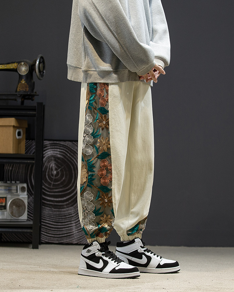 Floral Embroidered Pants