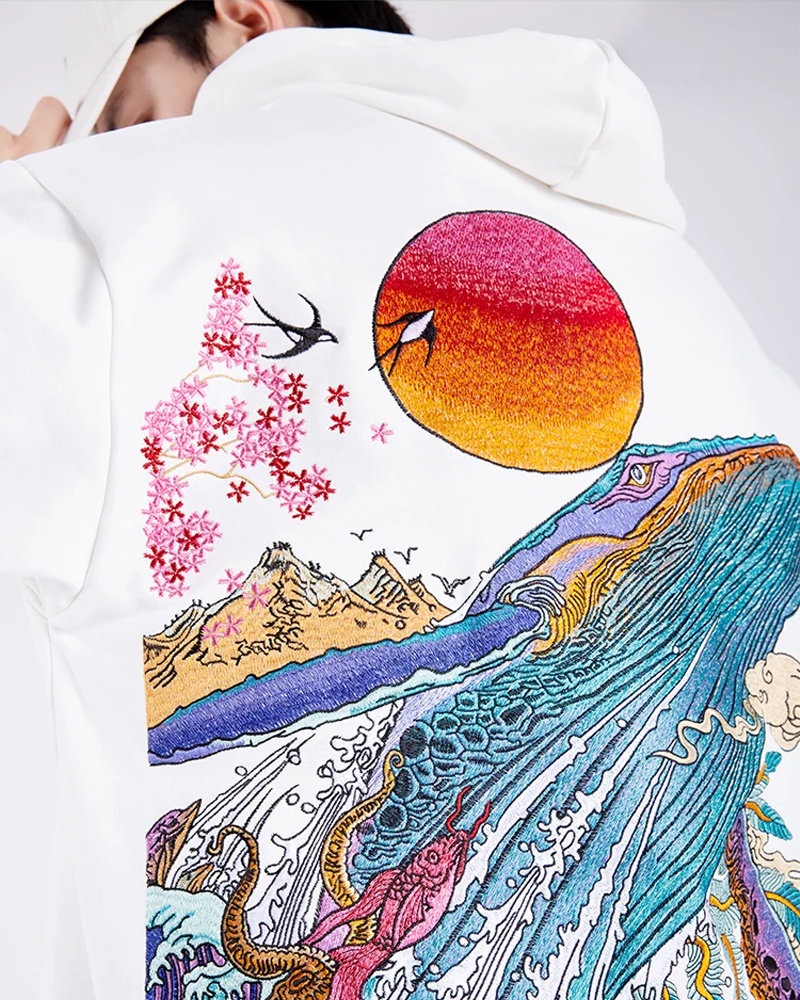 Embroidered Japanese Hoodie