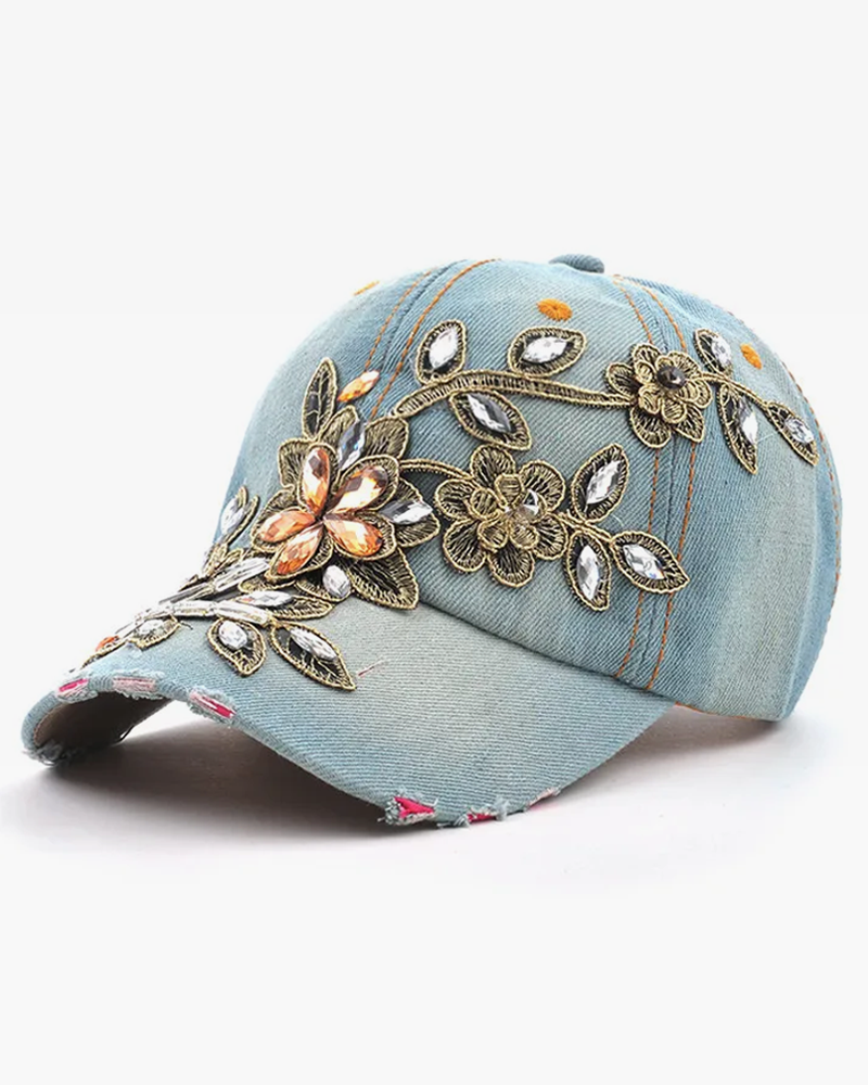 Flower Embroidered Baseball Cap