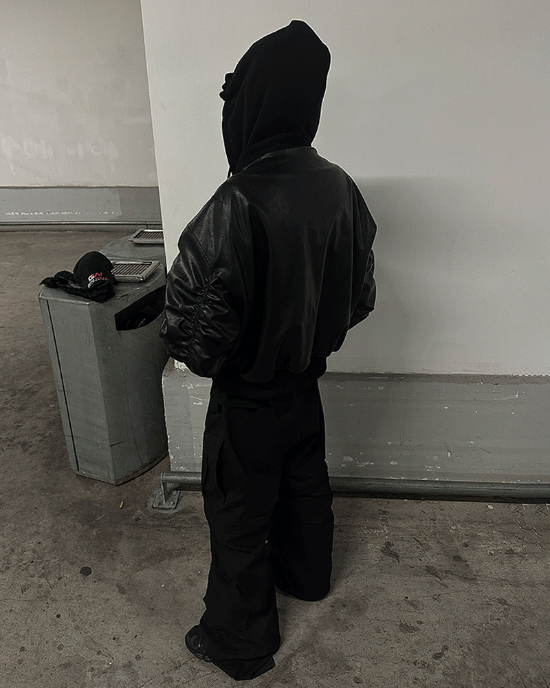 Faux Leather Oversized Bomber Jacket