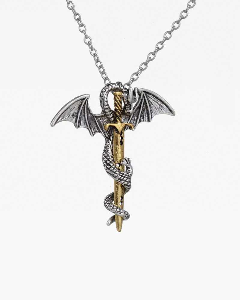 Dragon Wrapped Around Sword Necklace