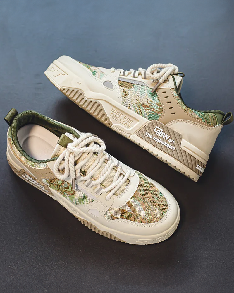 Beige And Green Sneakers