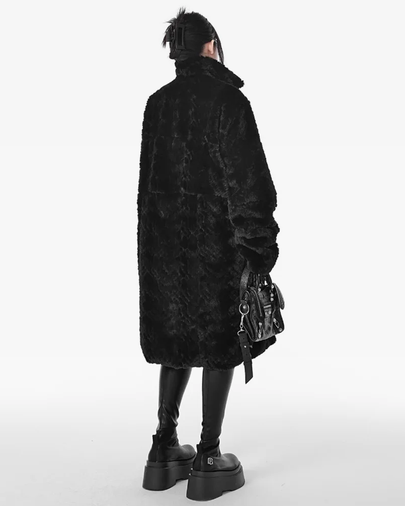 Long Black Faux Fur Coat Womens