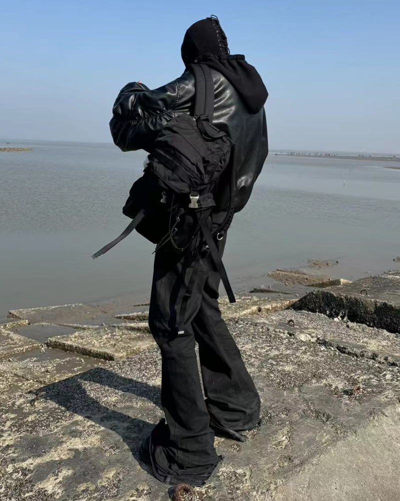 Faux Leather Oversized Bomber Jacket