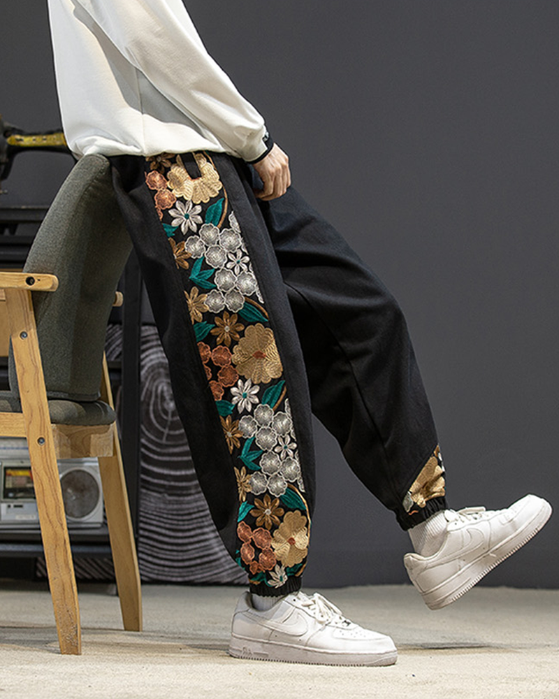 Floral Embroidered Pants
