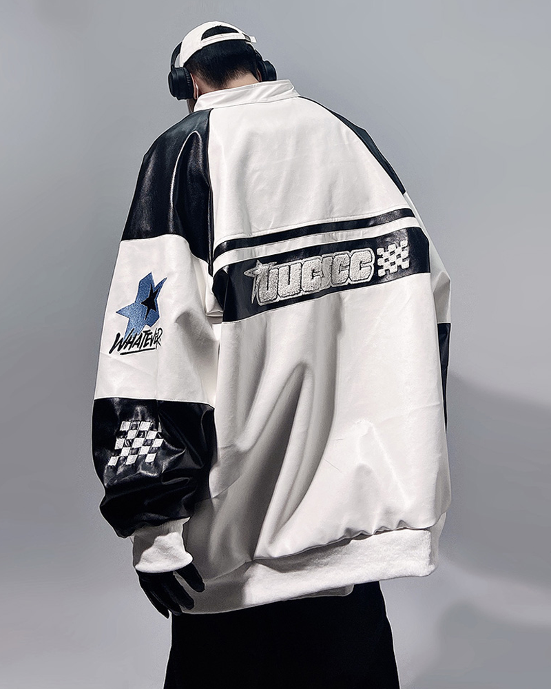 Faux Leather Racing Jacket