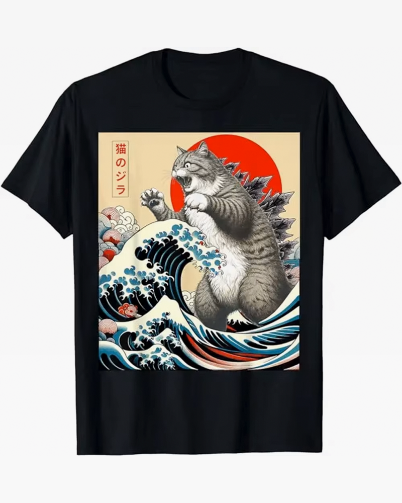 The Great Wave Off Kanagawa Cat Shirt