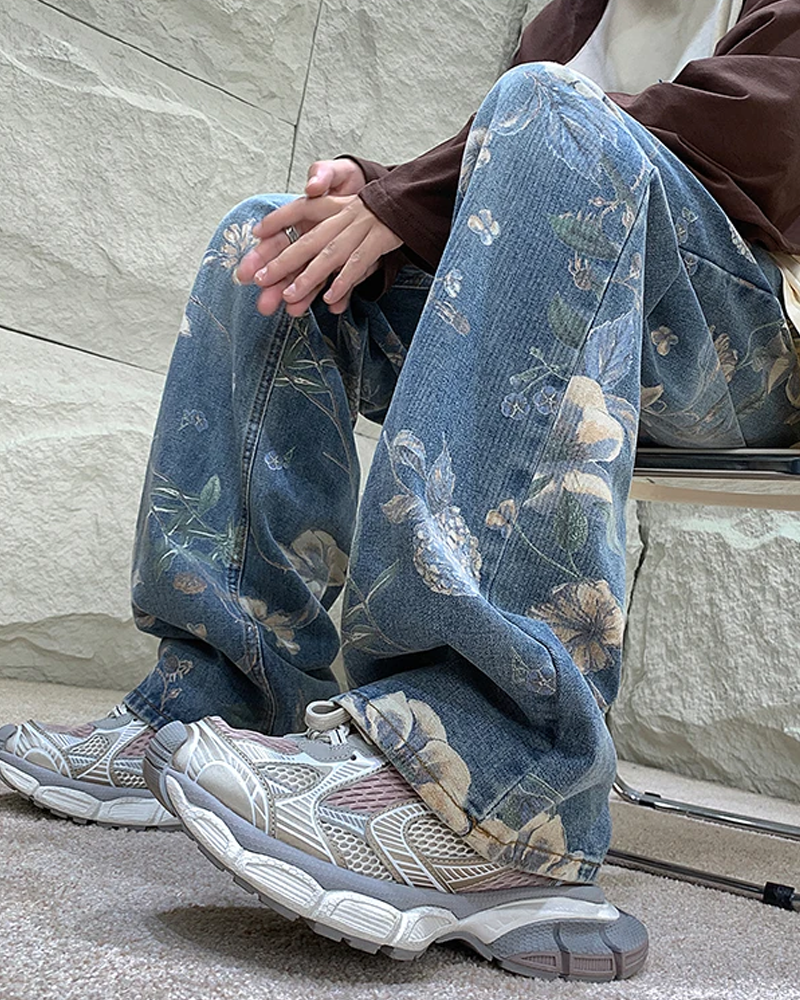 Floral Print Jeans