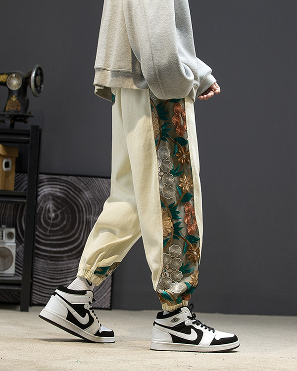 Floral Embroidered Pants