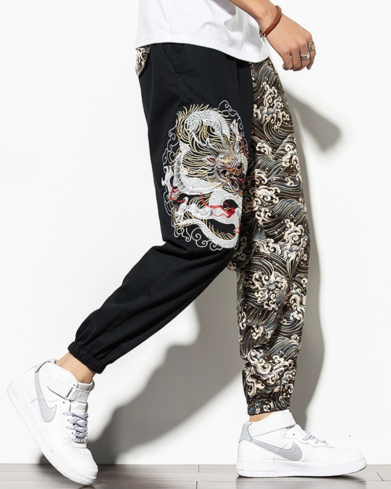 Dragon Embroidered Pants