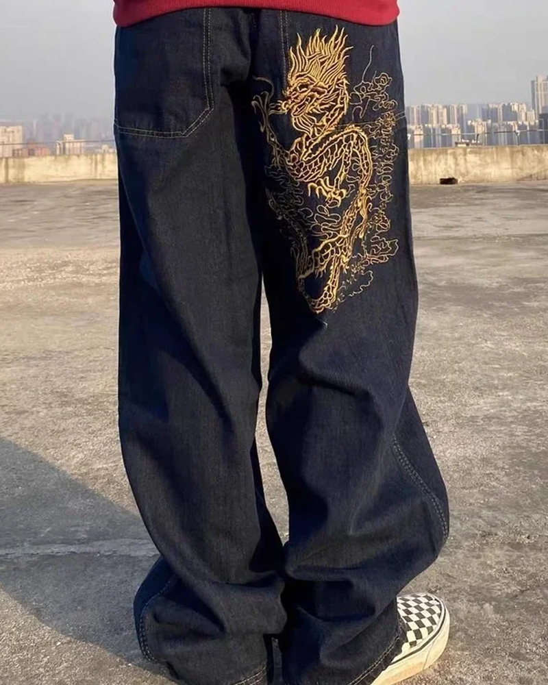 Dragon Embroidered Jeans