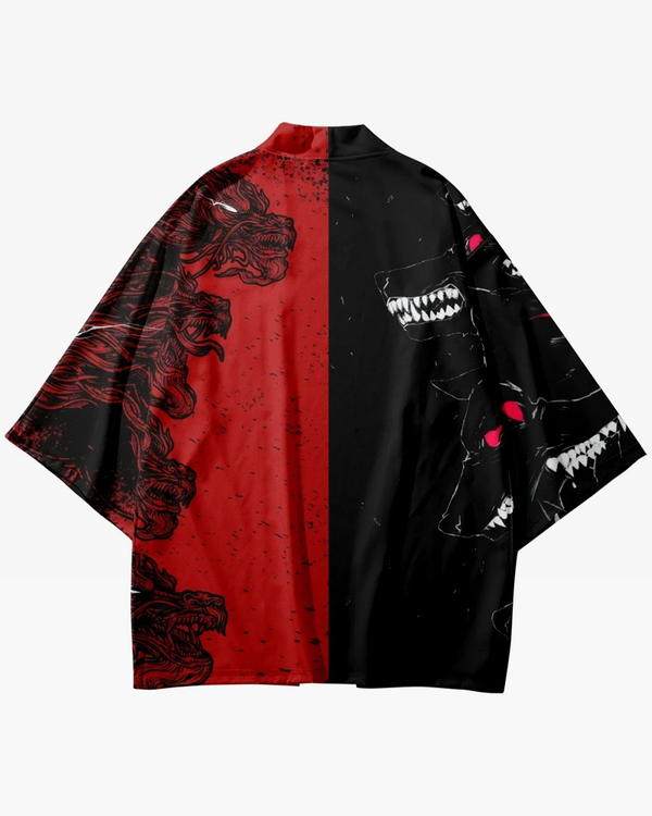Black And Red Kimono Cardigan