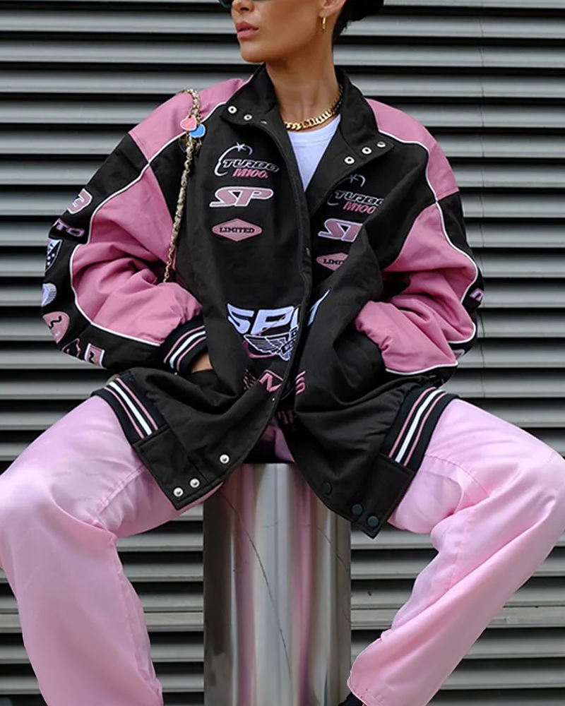 Black And Pink Racer Jacket