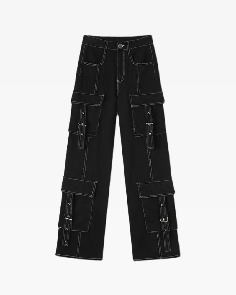 Black Cargo Baggy Jeans Yokai Clothing