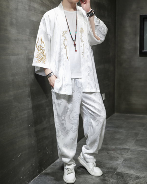 White Kimono With Pants
