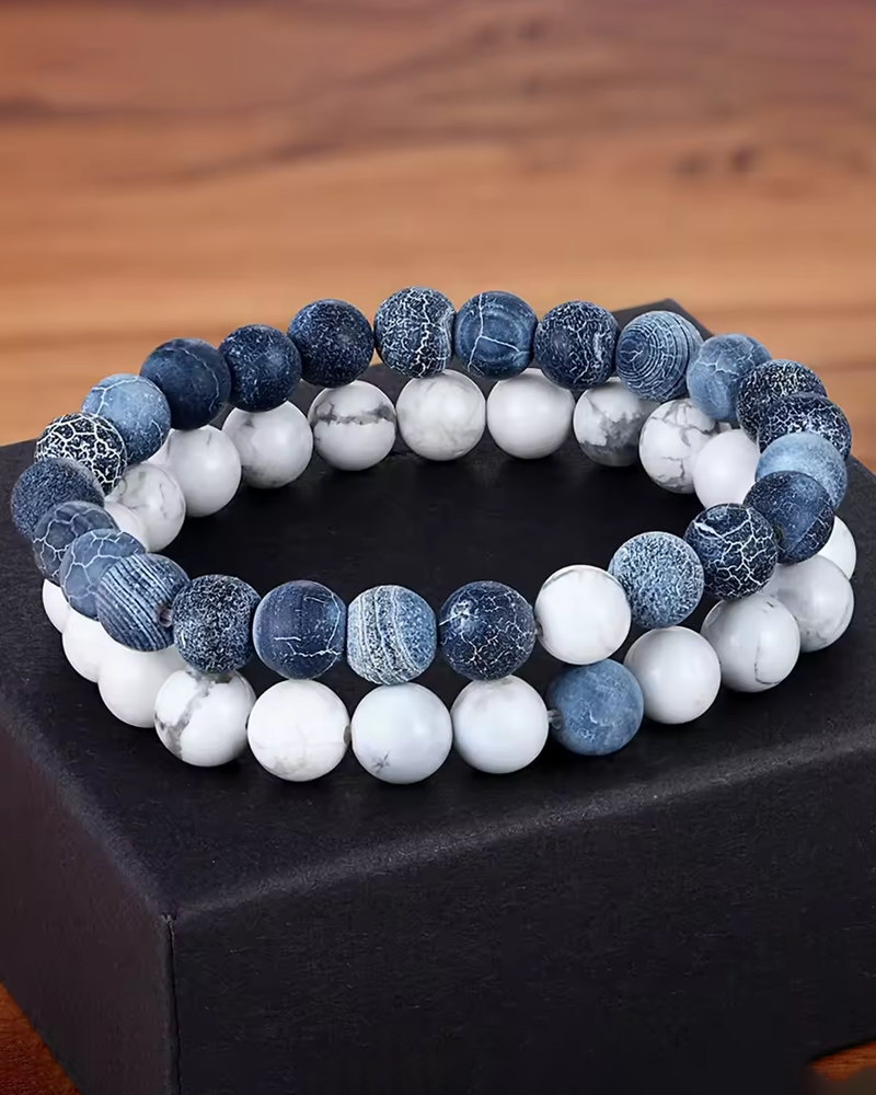 Blue And White Bead Bracelet