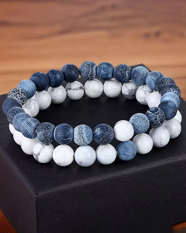 Blue And White Bead Bracelet