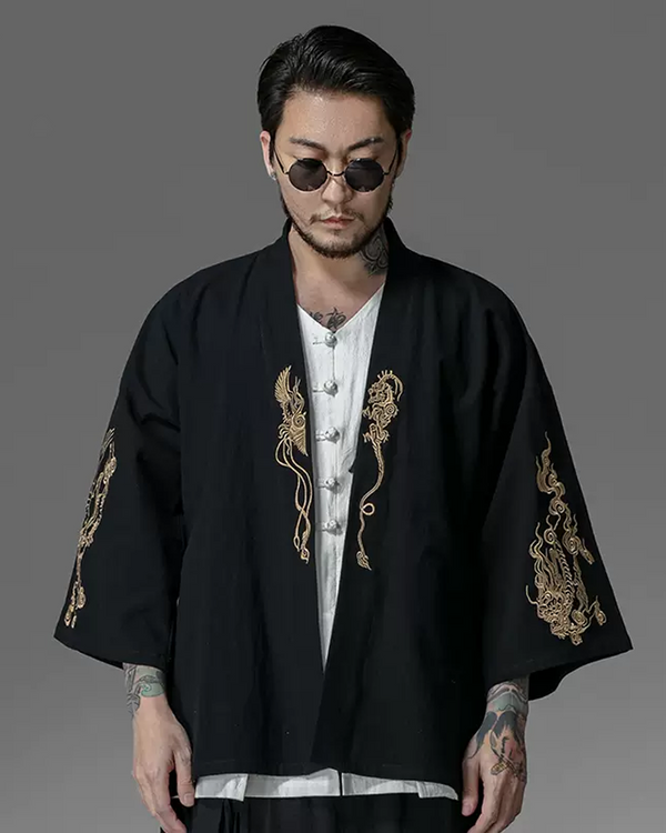 Embroidered Kimono Cardigan