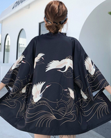 Black Crane Kimono Jacket