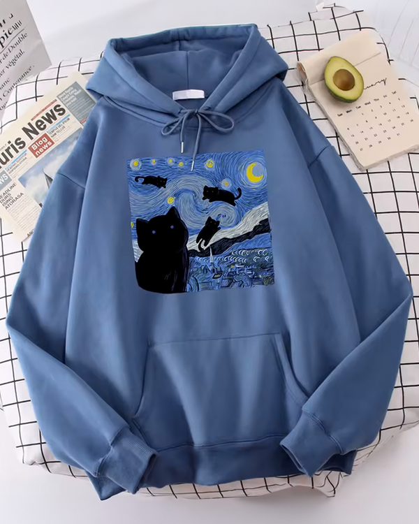 The Starry Night Cat Hoodie