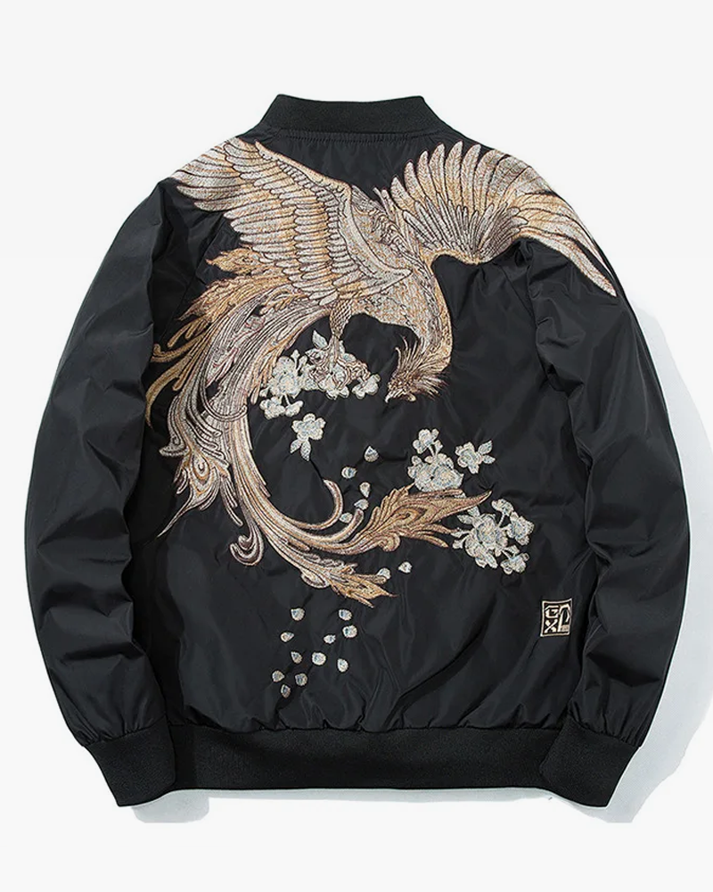 Embroidered Phoenix Bomber Jacket