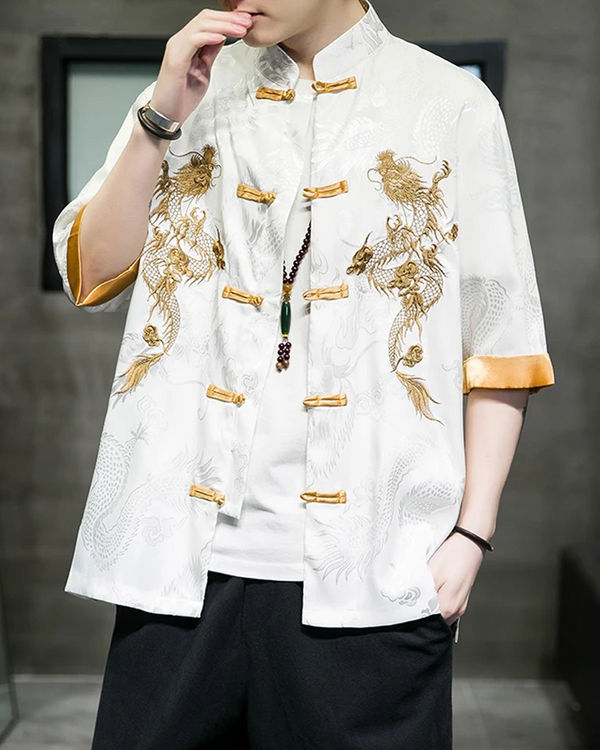 White Embroidered Kimono Jacket