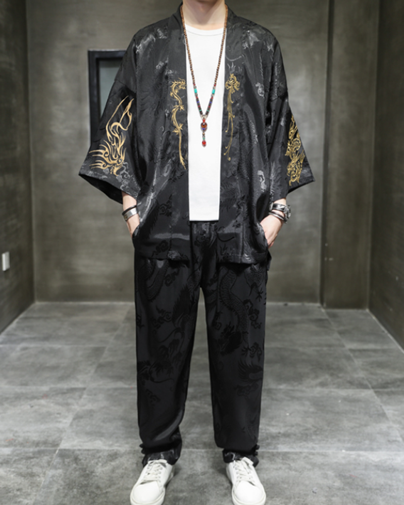 Black Kimono With Pants