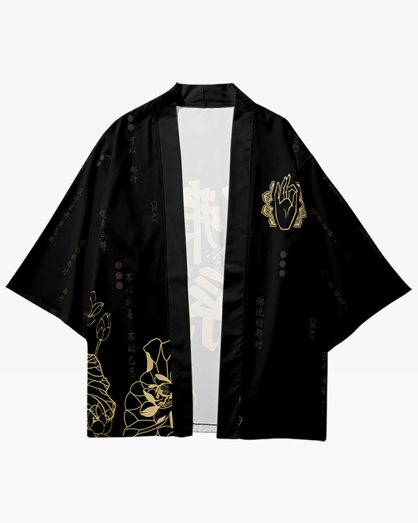 Black And Gold Kimono Jacket