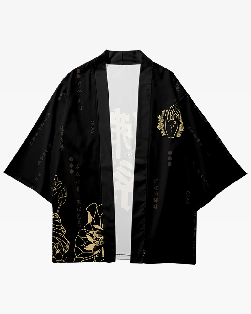 Black And Gold Kimono Jacket | Yokai Clothing