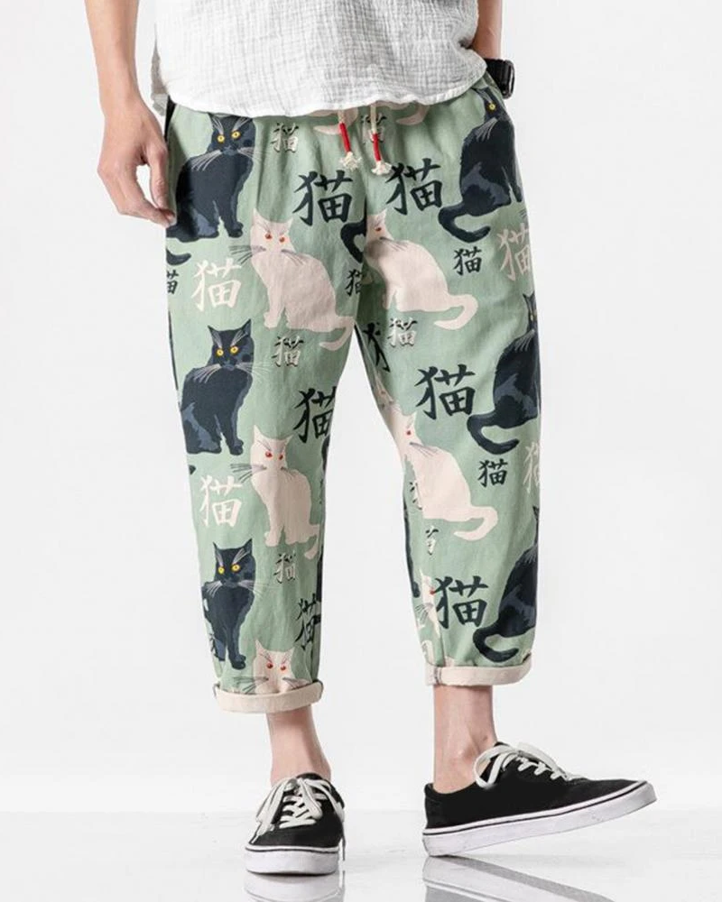 Cat Print Pants