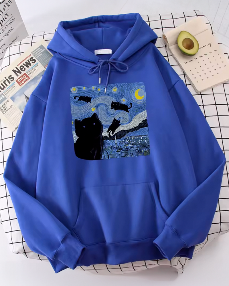 The Starry Night Cat Hoodie