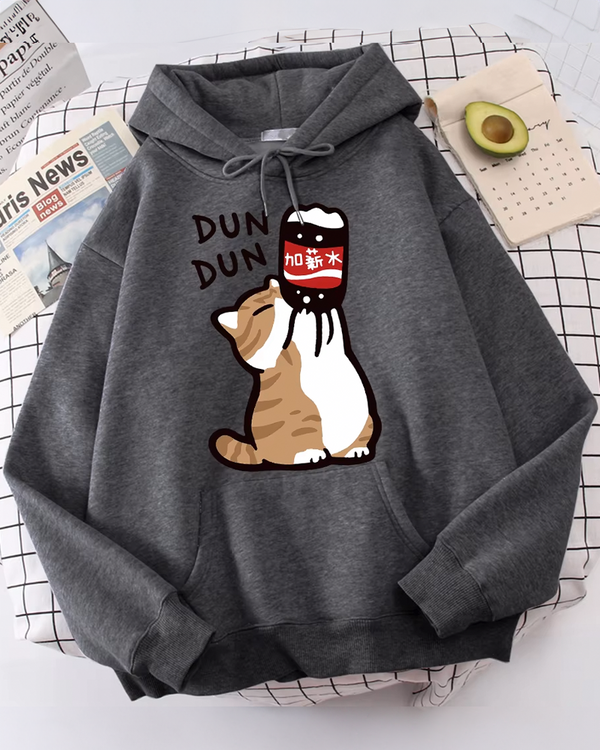 Drinking Cat Hoodie