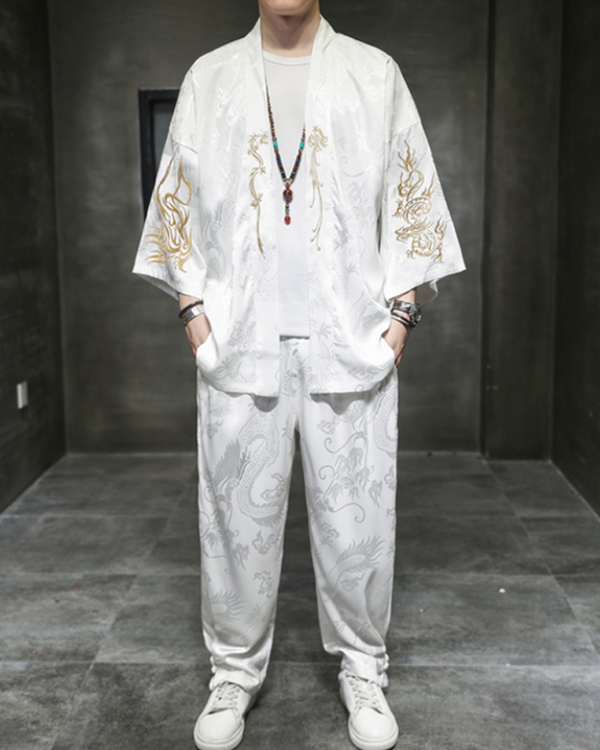 White Kimono With Pants