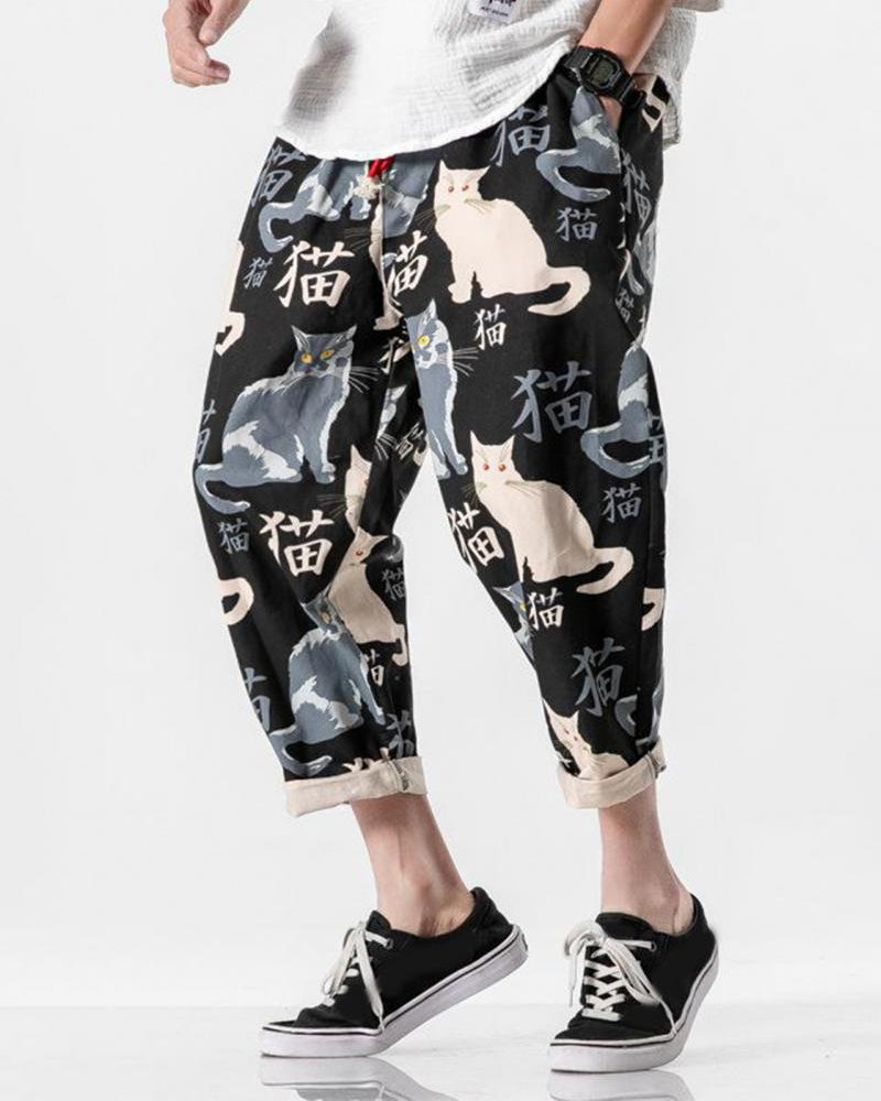 Cat Print Pants