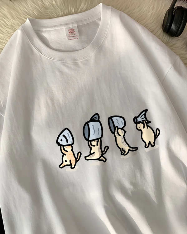 Cats Holding Fish T Shirt
