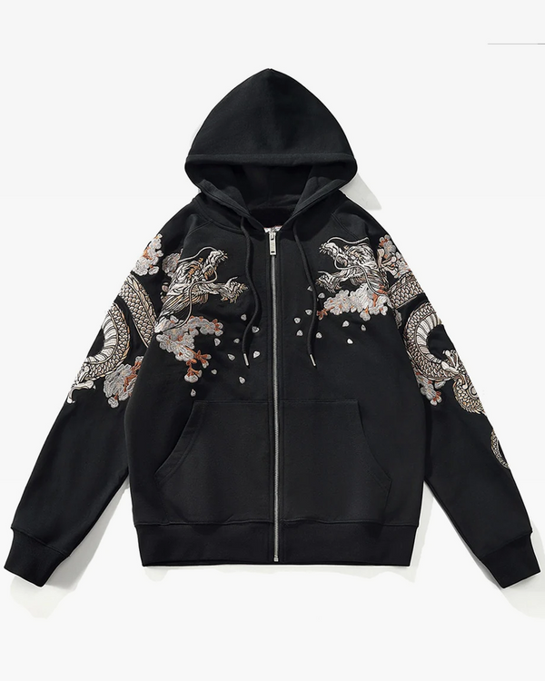 Embroidered Zip Up Jacket