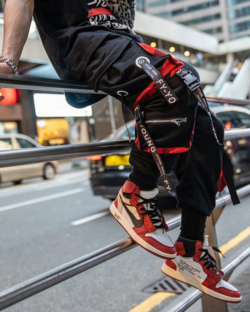 Black And Red Cargo Pants Yokai Clothing