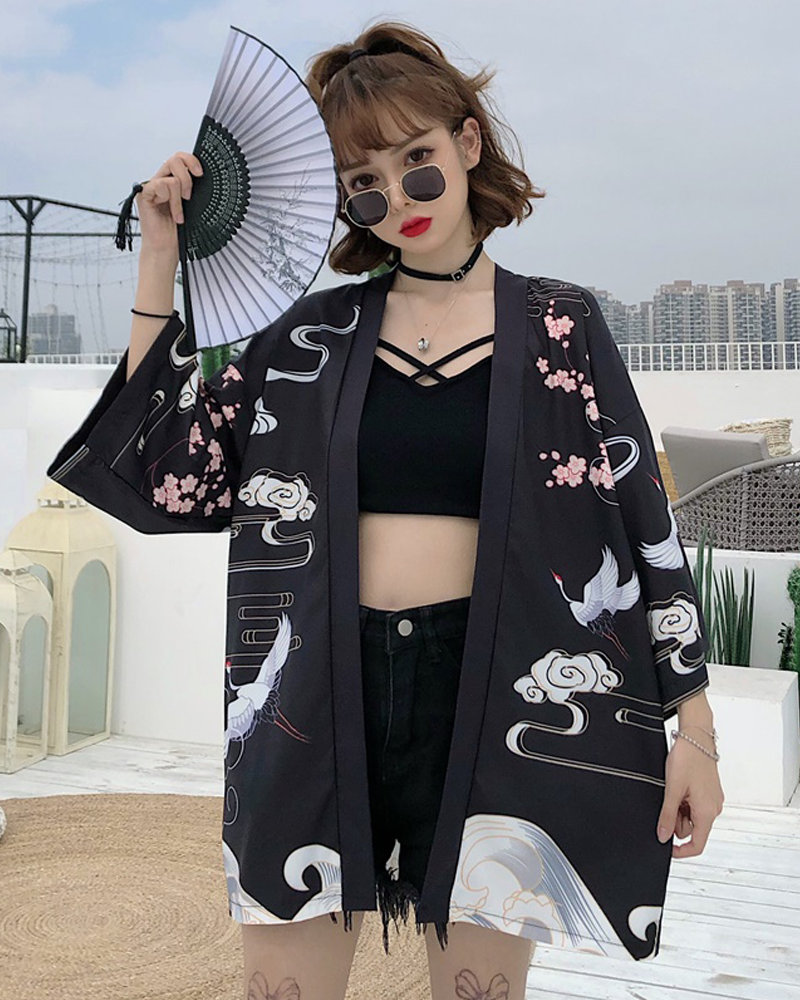 Japanese Crane Kimono