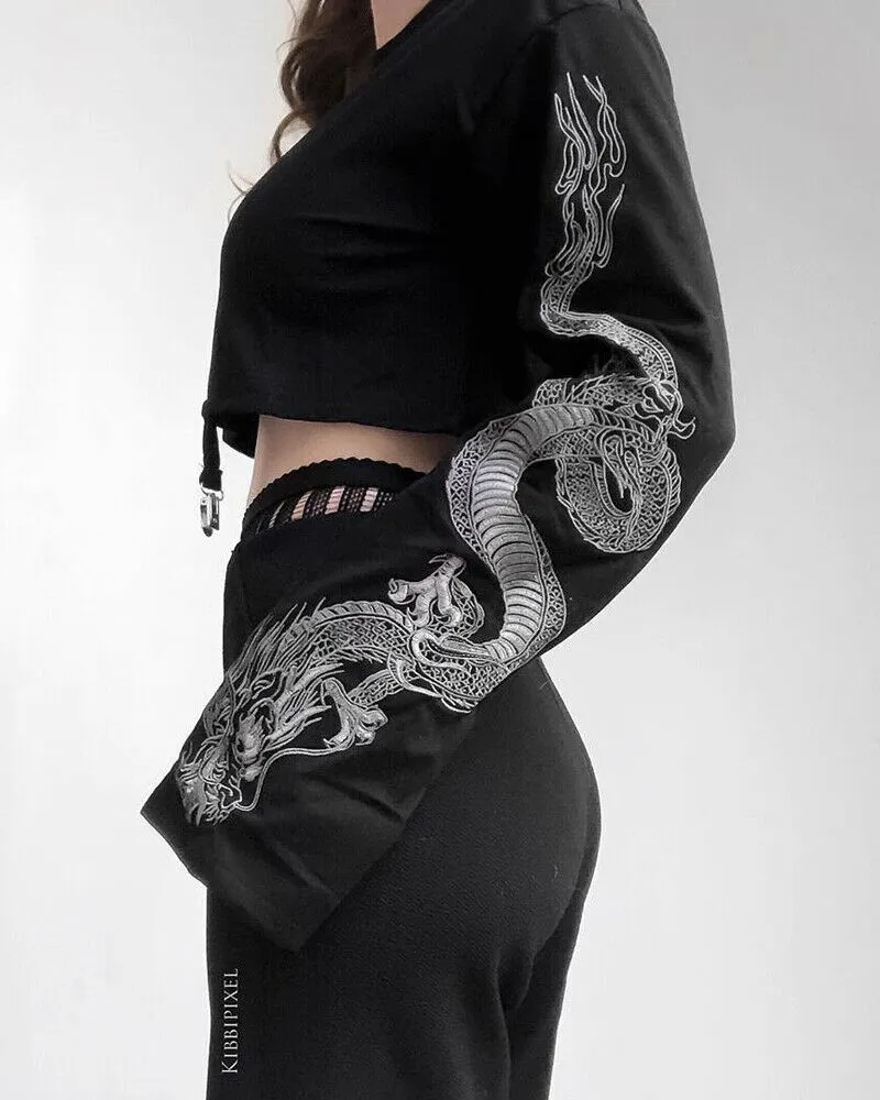 Dragon Long Sleeve Crop Top