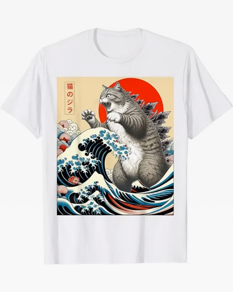 The Great Wave Off Kanagawa Cat Shirt