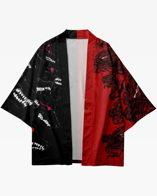 Black And Red Kimono Cardigan