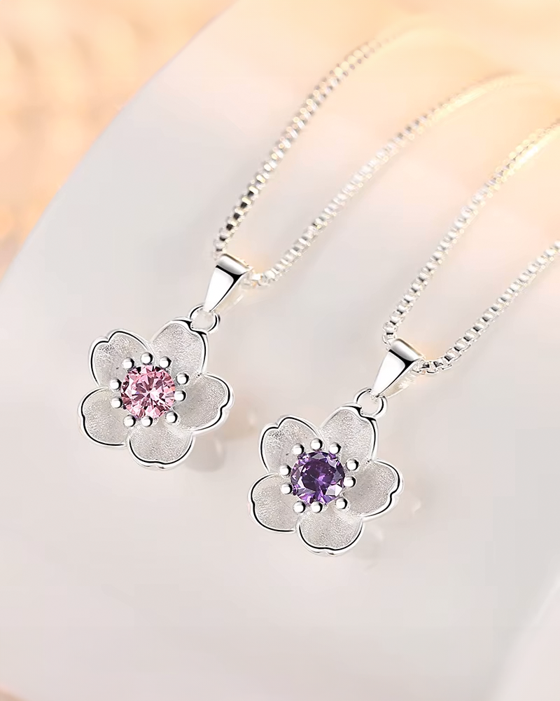 Cherry Blossom Necklace Silver