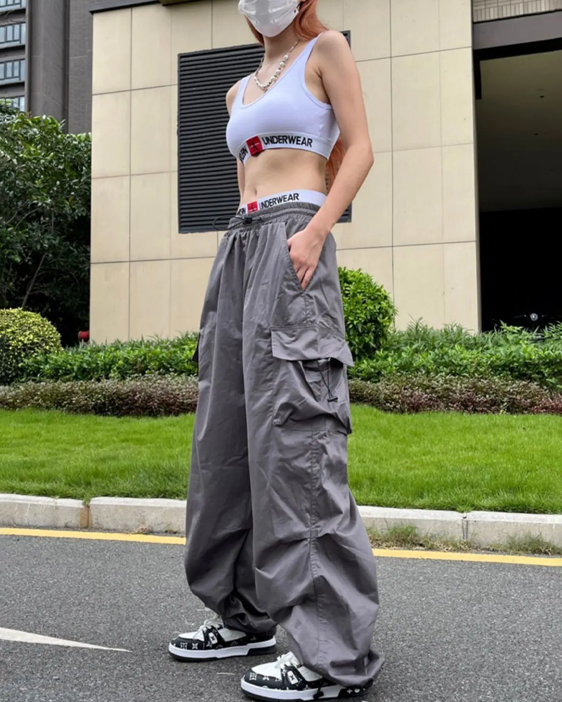 Gray Parachute Pants